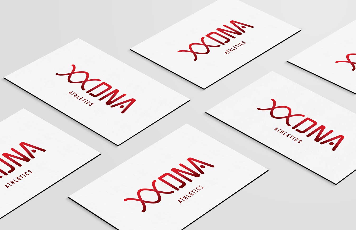 DNA Athletics logo business card mockup