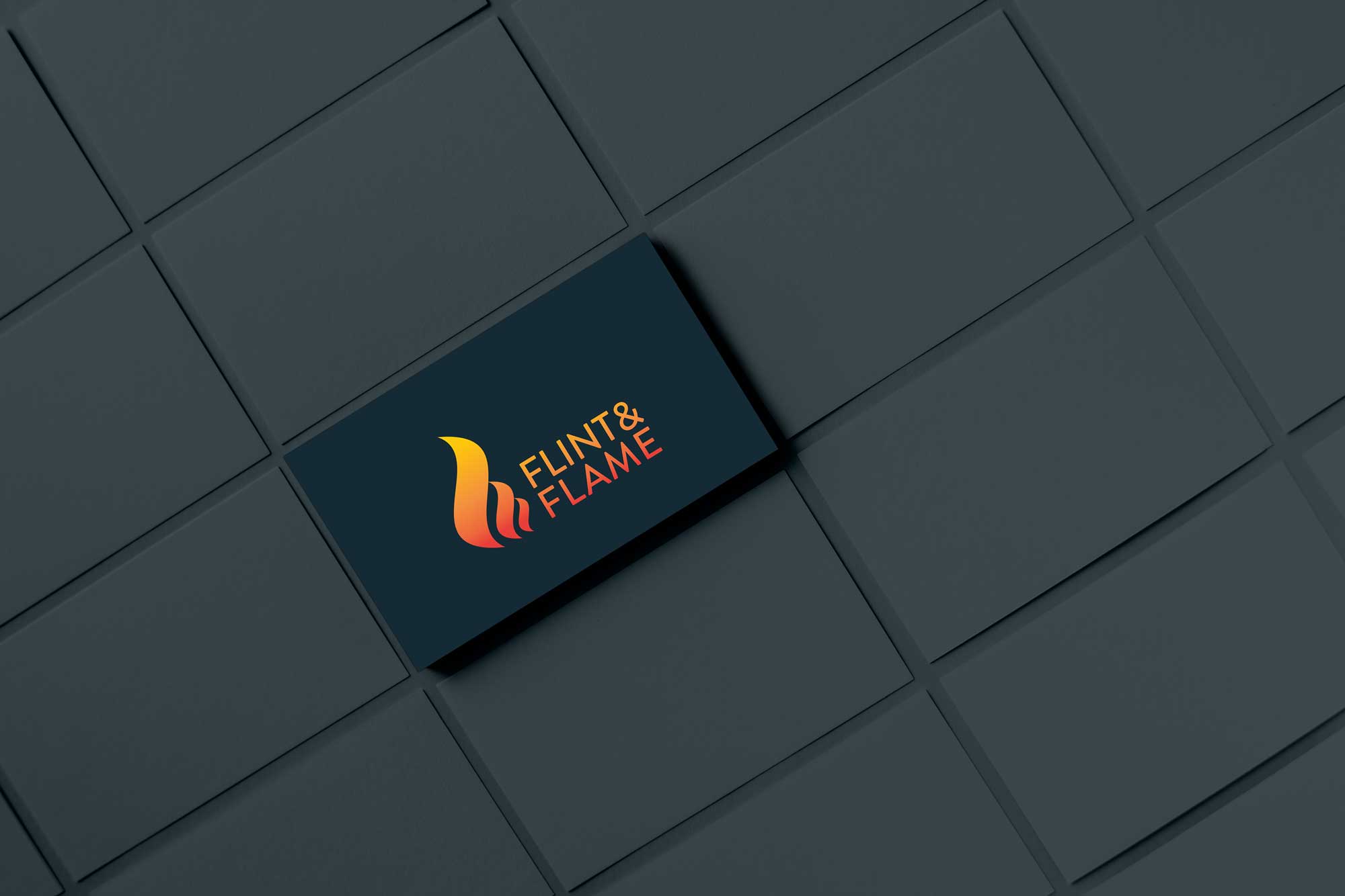 Flint & Flame logo business card mockup